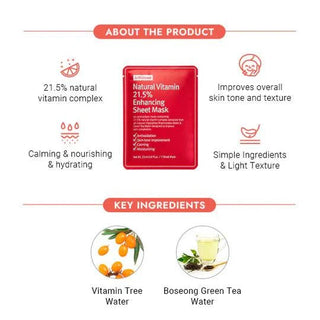 BY WISHTREND Natural Vitamin 21.5% Enhancing Sheet Mask (1ea) - Kbeauty Canada