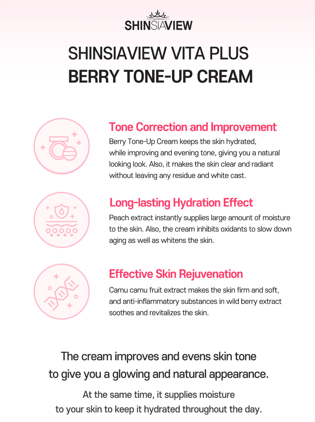 SHINSIAVIEW VITA PLUS Berry Tone Up Cream - Kbeauty Canada