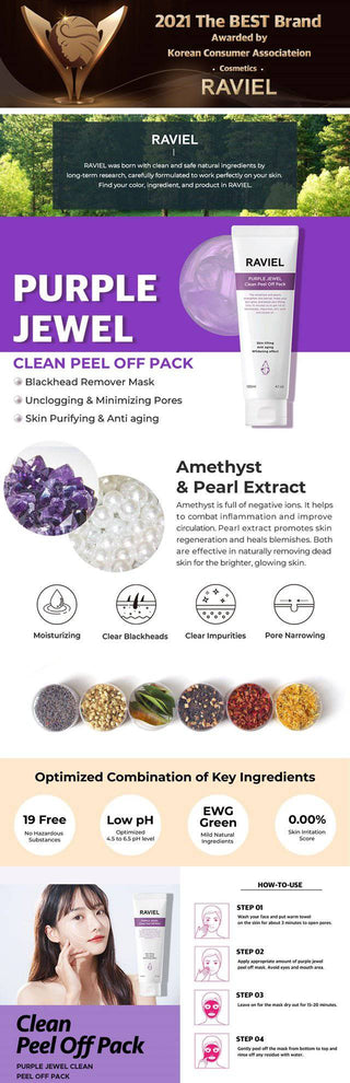 Raviel Purple Jewel Clean Peel Off Pack - Kbeauty Canada