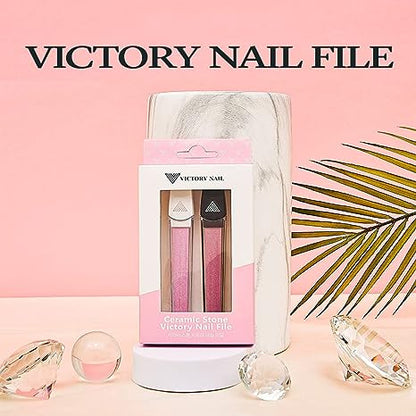 VICTORY NAIL – Ceramic Stone Manicure Fingernail Files with Cases