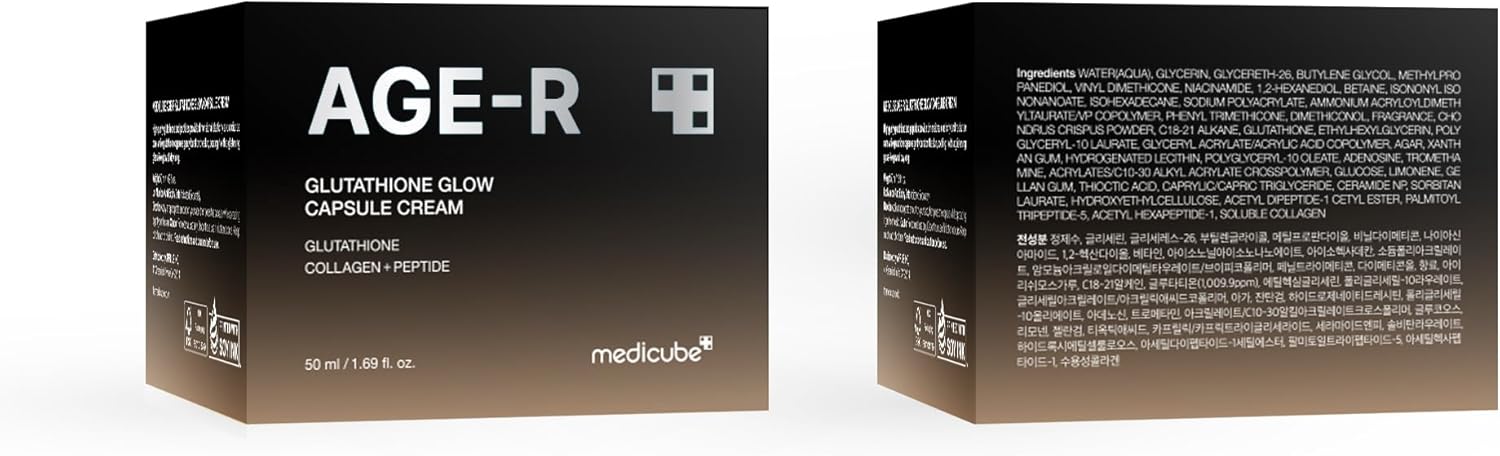 medicube glutathione cream ingredients AGE-R Glow Capsule Review including sensitive skin Medicube Age-R Glutathione Glow