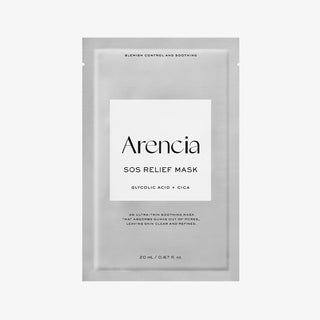 Arencia SOS Relief Face Mask 20ml in a sleek tube, designed to soothe and hydrate sensitive skin.