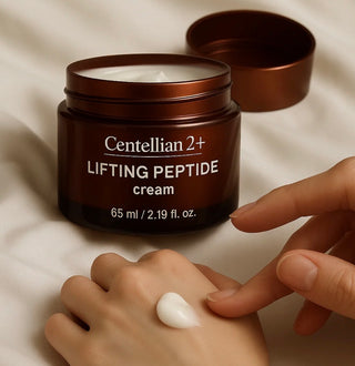 Centellian24 Lifting Peptide Cream in a 65ml jar, showing the smooth, cream texture and elegant packaging.