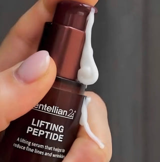 Centellian24 Lifting Peptide Serum in a 30ml bottle, showcasing the serum's sleek packaging and applicator tip.