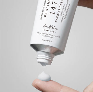 Dr. Althea 147 Barrier Cream facial cream in a 50ml jar, smooth texture with a clean, minimalist design.