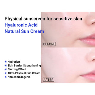 Isntree Hyaluronic Acid Natural Sun Cream SPF50+ PA++++ | Daily Face Moisturizer with SPF for Oily Skin