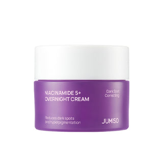Jumiso Purple jar of Jumiso Niacinamide 5+ Overnight Cream on a white background