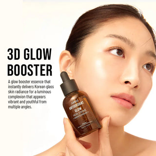 Jumiso Antioxidant Glow Facial Essence in a 40ml bottle, featuring clear packaging and a white pump dispenser for Korean skincare.