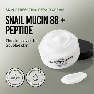 Jumiso Snail Mucin 88 + Peptide Cream 100ml jar, creamy moisturizer with snail mucin and peptides for nourishing skin.
