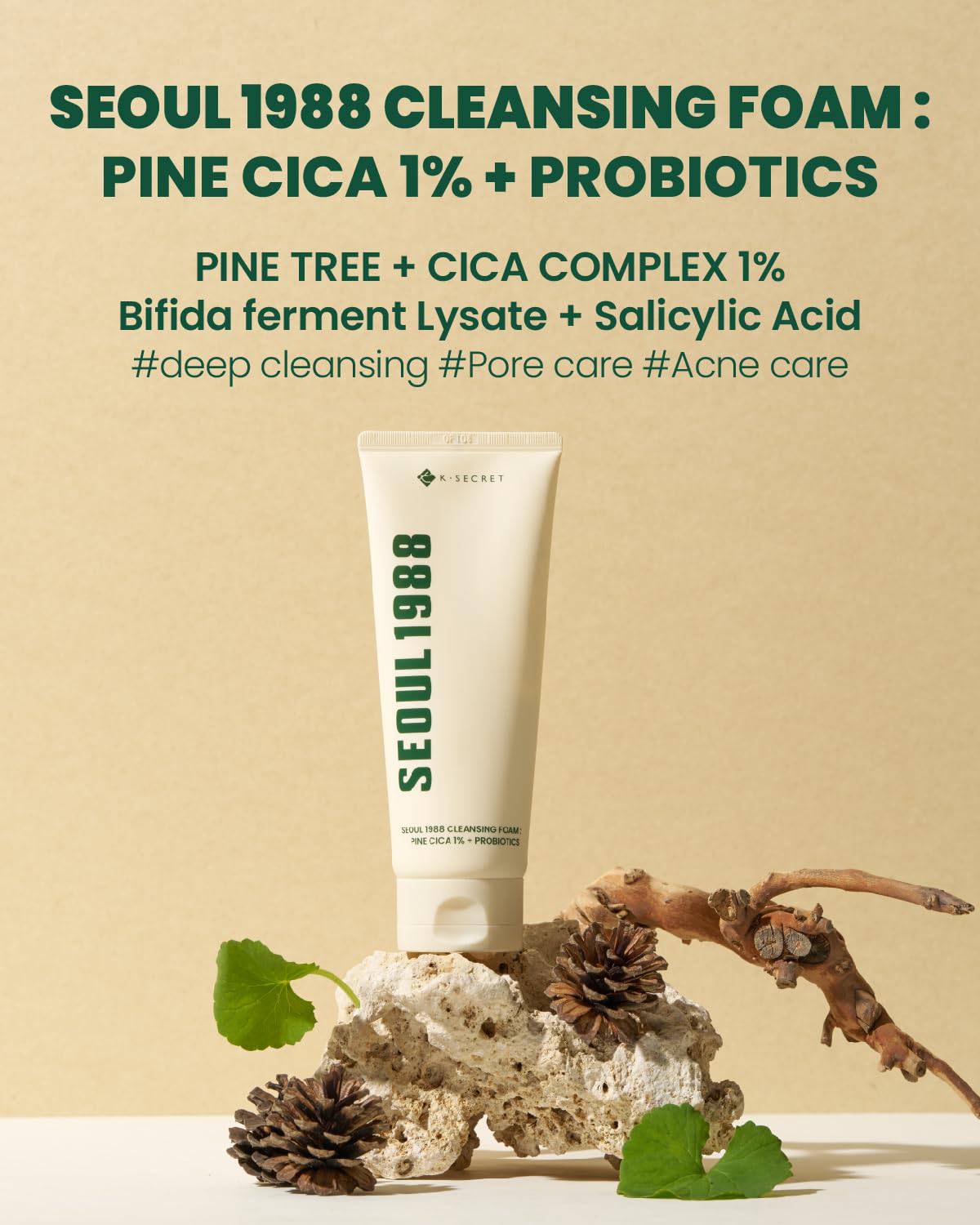 KSECRET Seoul 1988 Cleansing Foam: Pine Cica 1% + Probiotics 150mL