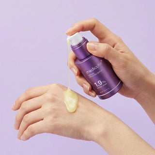 Medicube Retinol Boosting Serum 30mL bottle with dropper, clear packaging, and label highlighting skincare benefits.