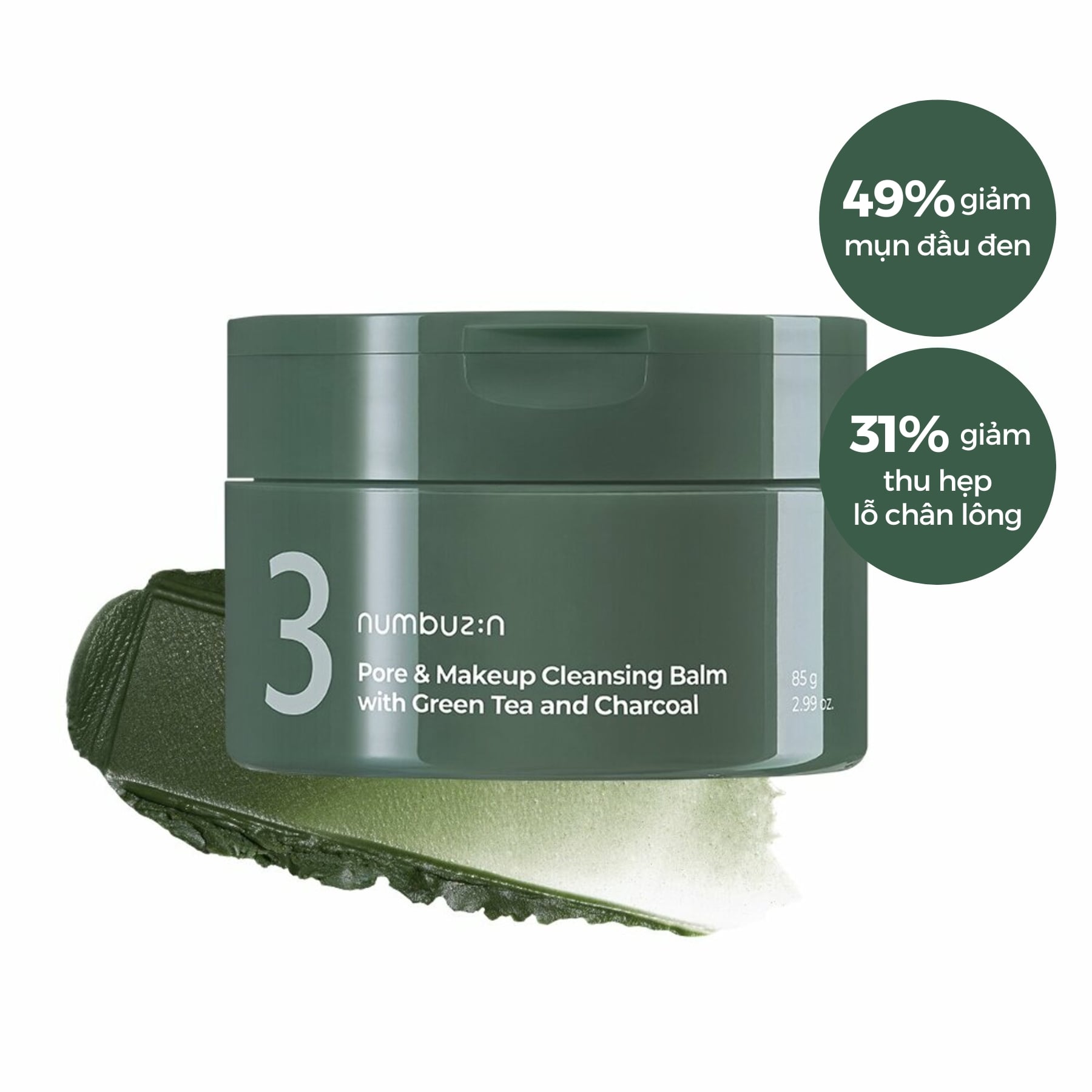 NUMBUZIN No.3 Pore & Makeup Cleansing Balm with Green Tea and
