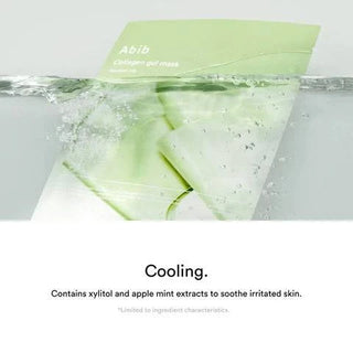 Abib Collagen Gel Mask Heartleaf Jelly face sheet mask in a clear plastic packaging with product branding visible.