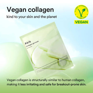 Abib Collagen Gel Mask Heartleaf Jelly face sheet mask in packaging, designed for hydrating and soothing skin.