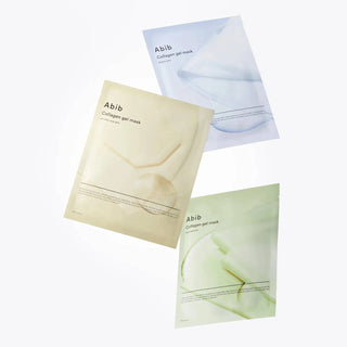 Abib Collagen Gel Mask Heartleaf Jelly with face sheet mask design, hydrating and soothing skincare for the face.