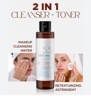 ACWELL Licorice pH Balancing Cleansing Toner in a clear bottle with a white label, designed for gentle skin cleansing.