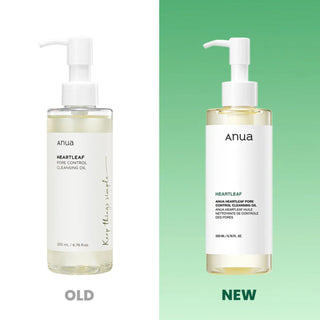 Anua Heartleaf Pore Control Cleansing Oil bottle with pump dispenser, clear liquid, and clean packaging for pore cleansing and oil control.