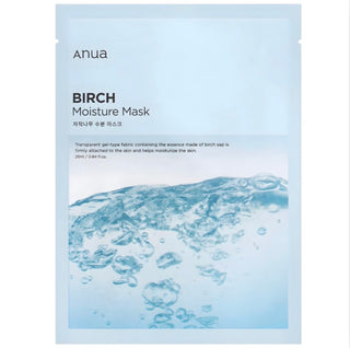 Anua Birch Moisture Sheet Mask for face hydration, featuring natural ingredients and designed for nourishing skin.