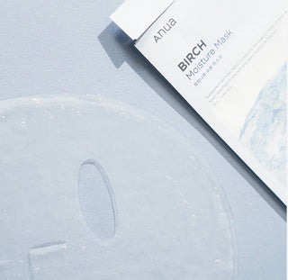 Anua Birch Moisture Sheet Mask for face hydration, featuring natural ingredients and designed for skincare.