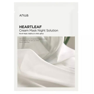 Anua Heartleaf Cream Mask Night Solution face sheet mask with soothing heartleaf extract for calming skin care.
