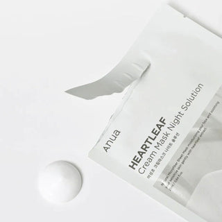 Anua Heartleaf Cream Mask Night Solution face sheet mask showing a soothing, hydrating mask for skin recovery and care.