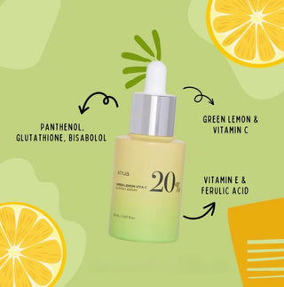 Anua Vitamin C 20 Blemish Serum bottle with white label and dropper, positioned on a clean surface.