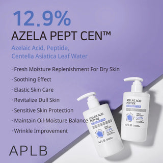 APLB Azelaic Acid Peptide Body Lotion 300ml bottle with pump dispenser and white label.