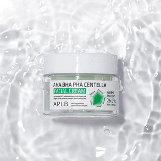 APLB AHA BHA PHA Centella Facial Cream in 55ML jar, smooth cream with natural ingredients for skincare.