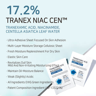 APLB Tranexamic Acid and Niacinamide face sheet mask, moisturizing skincare treatment with a white sheet mask visible in the image