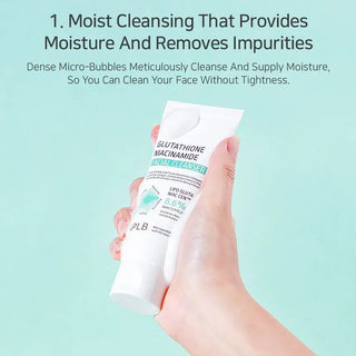 APLB Glutathione Niacinamide Facial Cleanser in 80ml bottle, showing the product and label on the packaging.