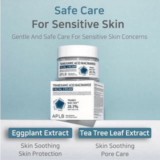 APLB Tranexamic Acid Niacinamide Facial Cream 55mL, soothing skincare with brightening ingredients, in a white jar.
