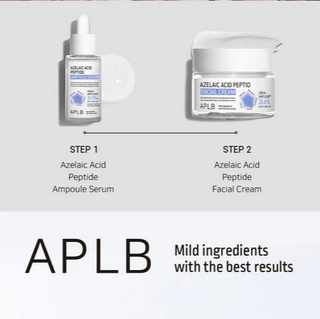APLB Azelaic Acid Peptide Ampoule Serum in 40mL bottle, featuring clear liquid with dropper for skincare treatment.