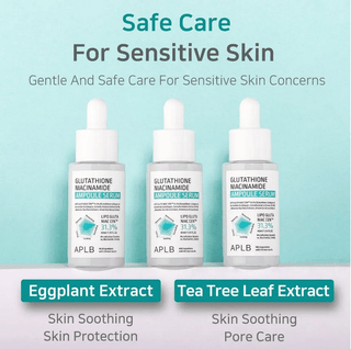 APLB Glutathione Niacinamide Ampoule Serum in 40mL bottle, clear serum with serum dropper for brightening and skin rejuvenation