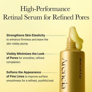 Arencia Retinal Booster Shot 30ml in a clear glass bottle with a dropper cap, labeled as a skincare booster.