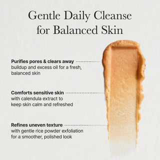 Arencia Calendula Rice Mochi Cleanser in 120g tube, showing the gentle facial cleanser with calendula and rice mochi ingredients.