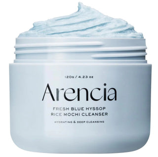 Arencia Fresh Blue Hyssop Rice Mochi Cleanser in 120g tube, featuring blue hyssop and rice mochi for gentle skincare.