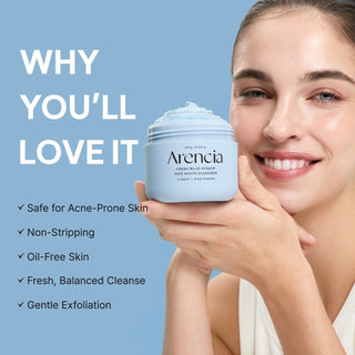 Arencia Fresh Blue Hyssop Rice Mochi Cleanser in 120g tube, featuring blue hyssop and rice mochi for gentle skincare.