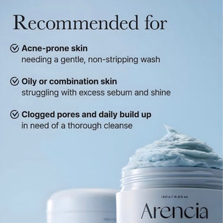 Arencia Fresh Blue Hyssop Rice Mochi Cleanser 120g, creamy facial cleanser with blue hyssop and rice mochi ingredients.