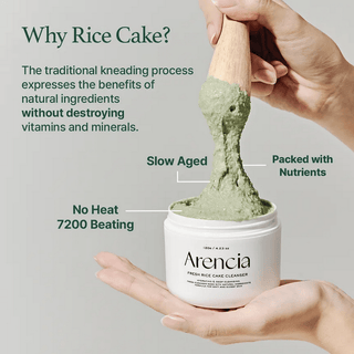 Arencia Fresh Green Rice Mochi Cleanser in 120g tube with green packaging, designed for gentle facial cleansing.