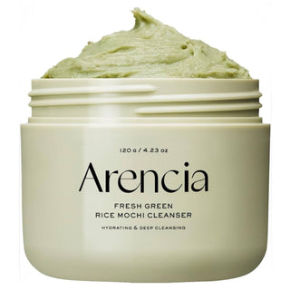 Arencia Fresh Green Rice Mochi Cleanser in 120g container, showing the packaging and product label.