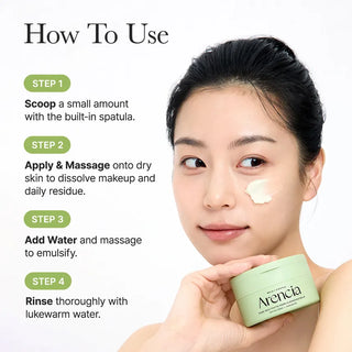 Arencia Pore Melt Phyto PDRN Cleansing Balm 90ml in a jar with a smooth, creamy texture and natural plant extracts.