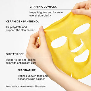 Arencia Vitamin C Booster Shot Mask 27ml, a facial mask with brightening and antioxidant properties, displayed in its packaging.
