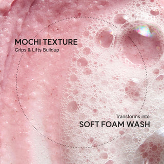 Arencia Fresh Rosehip Rice Mochi Facial Cleanser 120g with soft, foamy texture and rosehip ingredients for gentle cleansing.
