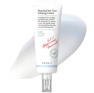 AXIS Y Heartleaf My Type Calming Cream in a 60mL jar, designed for soothing and calming sensitive skin with natural ingredients.