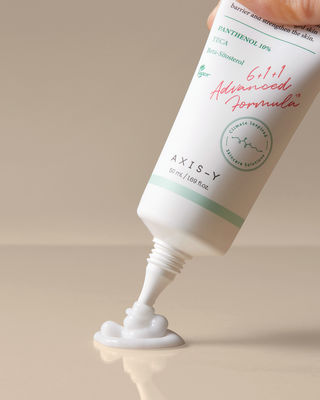 AXIS-Y Panthenol 10 Skin Smoothing Shield Cream in 50ml jar with a smooth, light texture and clean, minimalist packaging.