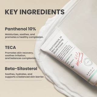 AXIS-Y Panthenol 10 Skin Smoothing Shield Cream in a 50ml jar, showcasing the creamy texture and sleek packaging.
