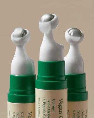 AXIS-Y Vegan Collagen Eye Serum in a 10mL tube, featuring a creamy eye cream formula with natural ingredients for revitalized eyes.