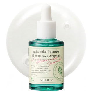 AXIS-Y Artichoke Intensive Skin Barrier Ampoule serum bottle with product label and dropper for nourishing skin care.