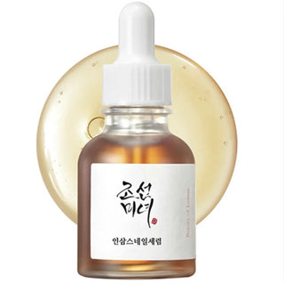 Beauty of Joseon Revive Serum with ginseng and snail mucin in a 30ml bottle, showing the serum's clear, lightweight texture.