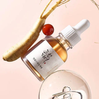 Beauty of Joseon Revive Serum with ginseng and snail mucin, 30ml, in clear glass bottle with dropper for skincare.